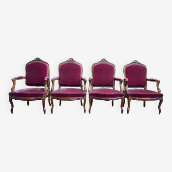 4 fauteuils de style louis XV en palissandre