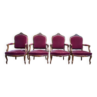 4 Louis XV style armchairs in rosewood