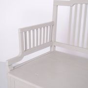 Antique storage bench with high back – grey painted – pine wood – 1860s