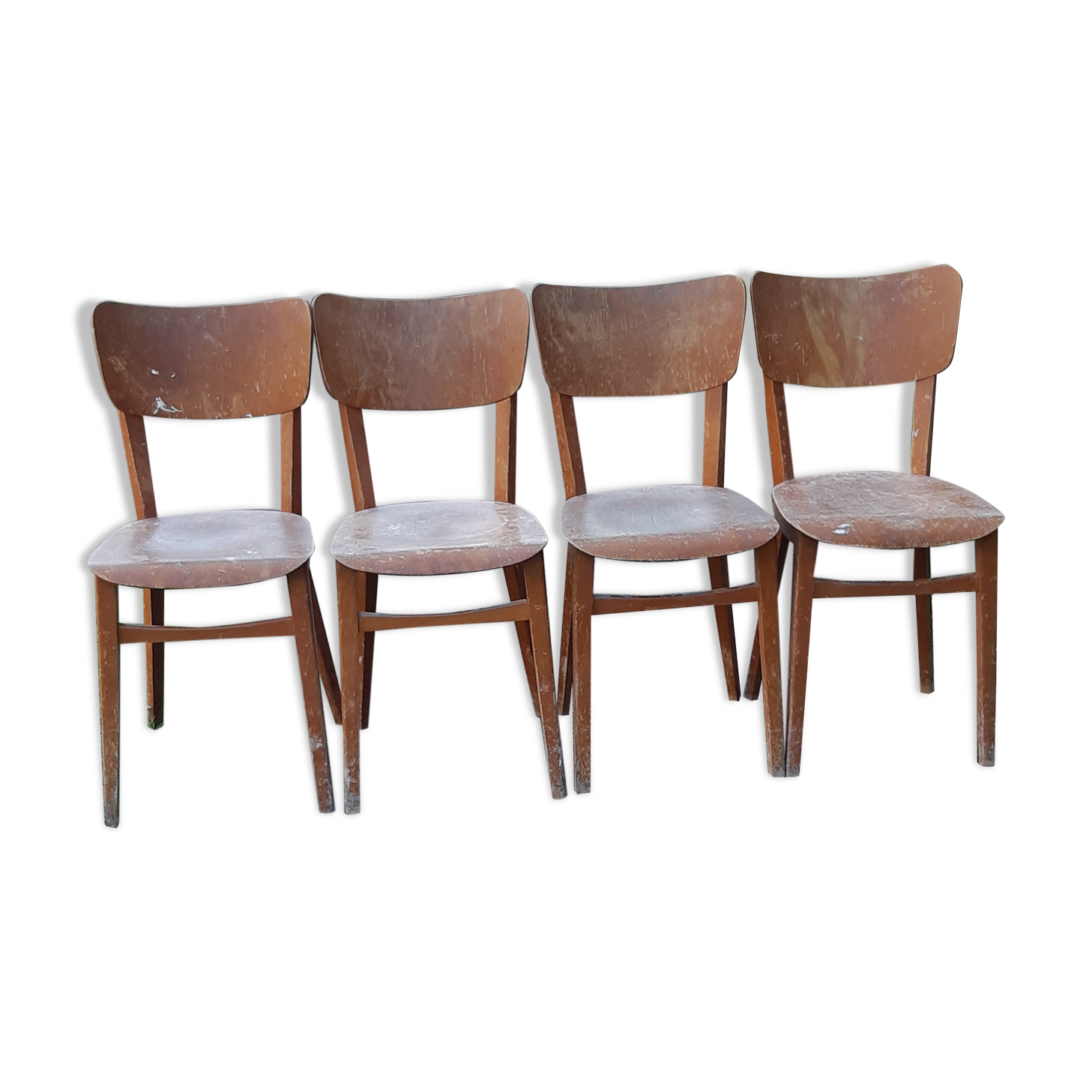 Lot of 4 wooden bistro chairs