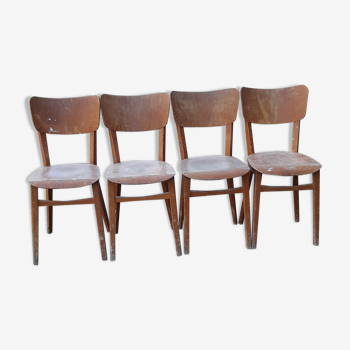 Lot of 4 wooden bistro chairs