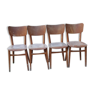 Lot of 4 wooden bistro chairs