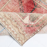 Brown red turkish runner rug, 90x336 cm