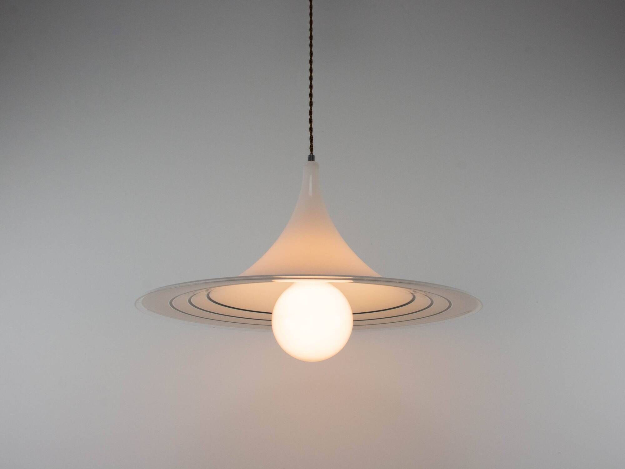 Vintage Black And White Meblo "Albatros" Trumpet Pendant Lamp