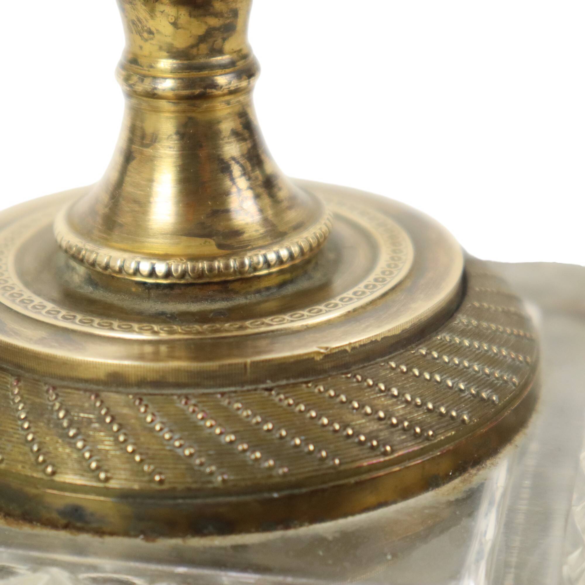 Empire Table Lamp Cut Crystal Diamond Pattern Gilded Bronze