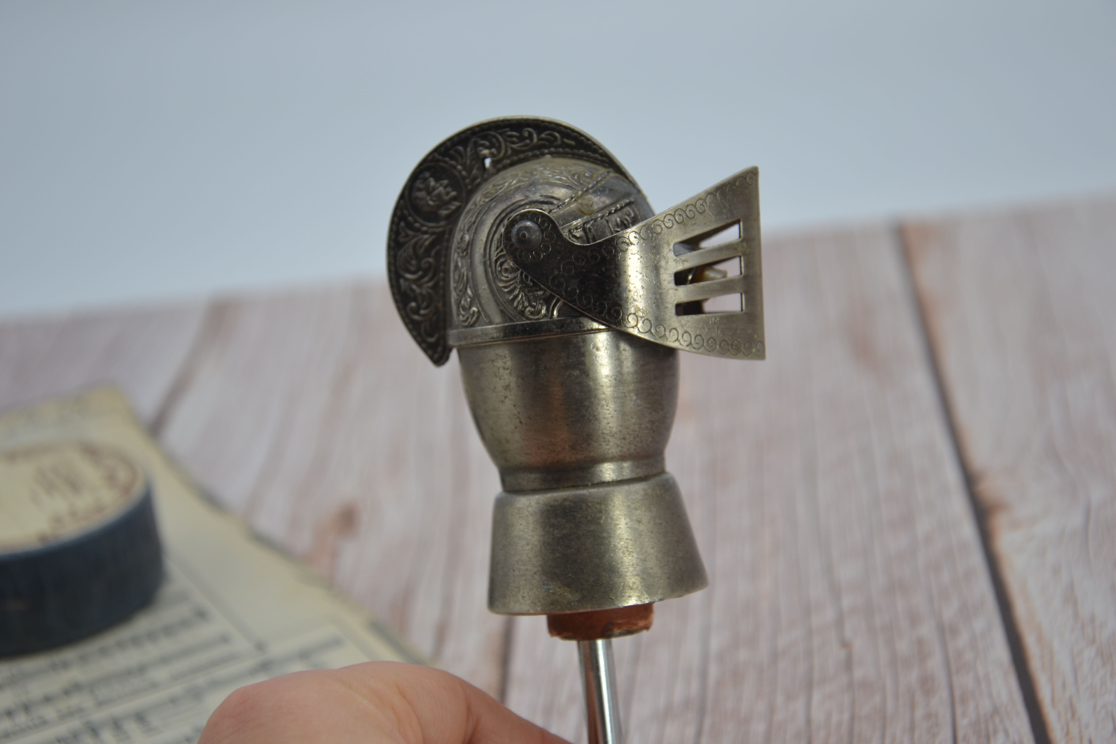 Old silver metal pouring cap