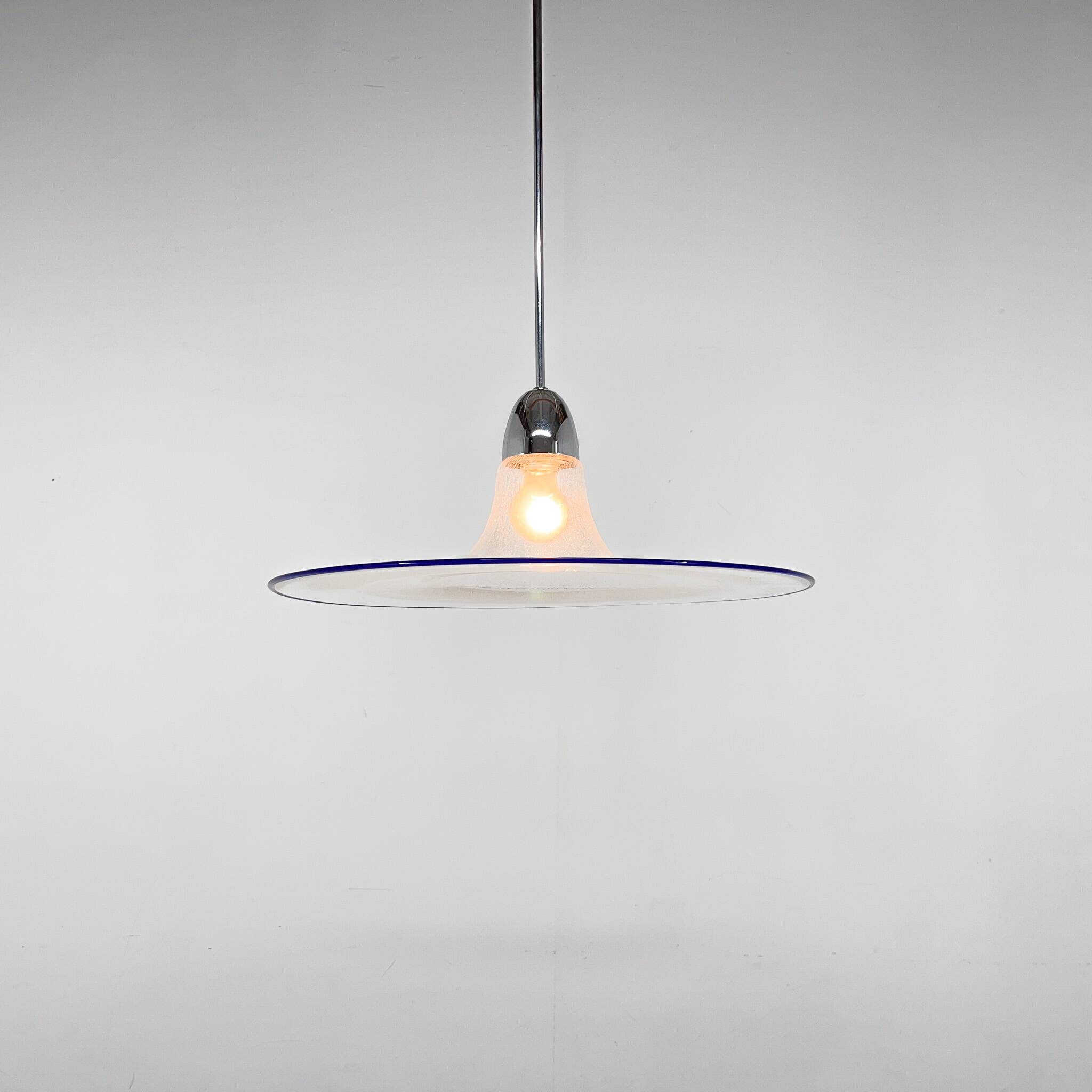 Space Age Italian Bubble Glass & Chrome Pendant Light, 1970's