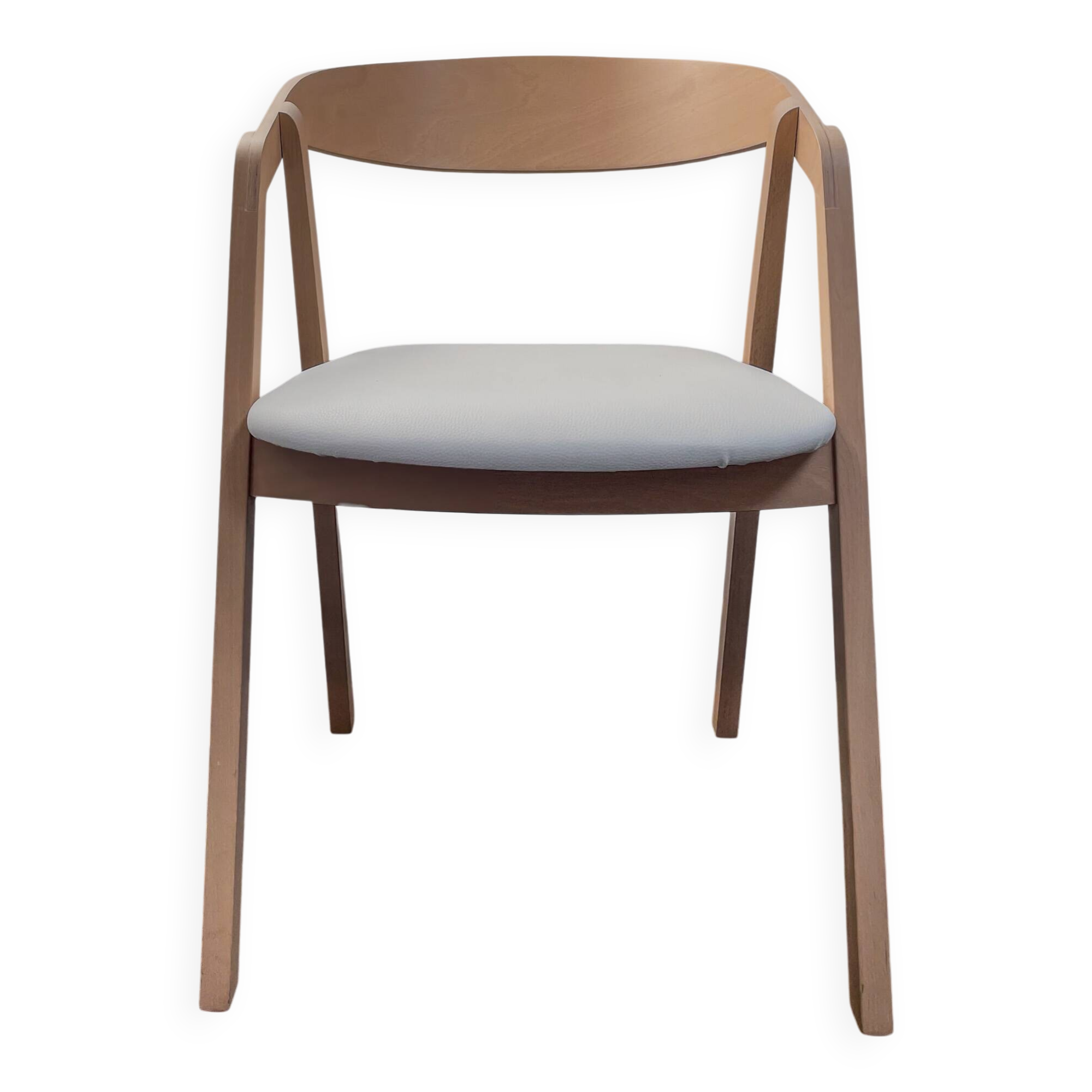 Professional chairs in beech and coated white textile