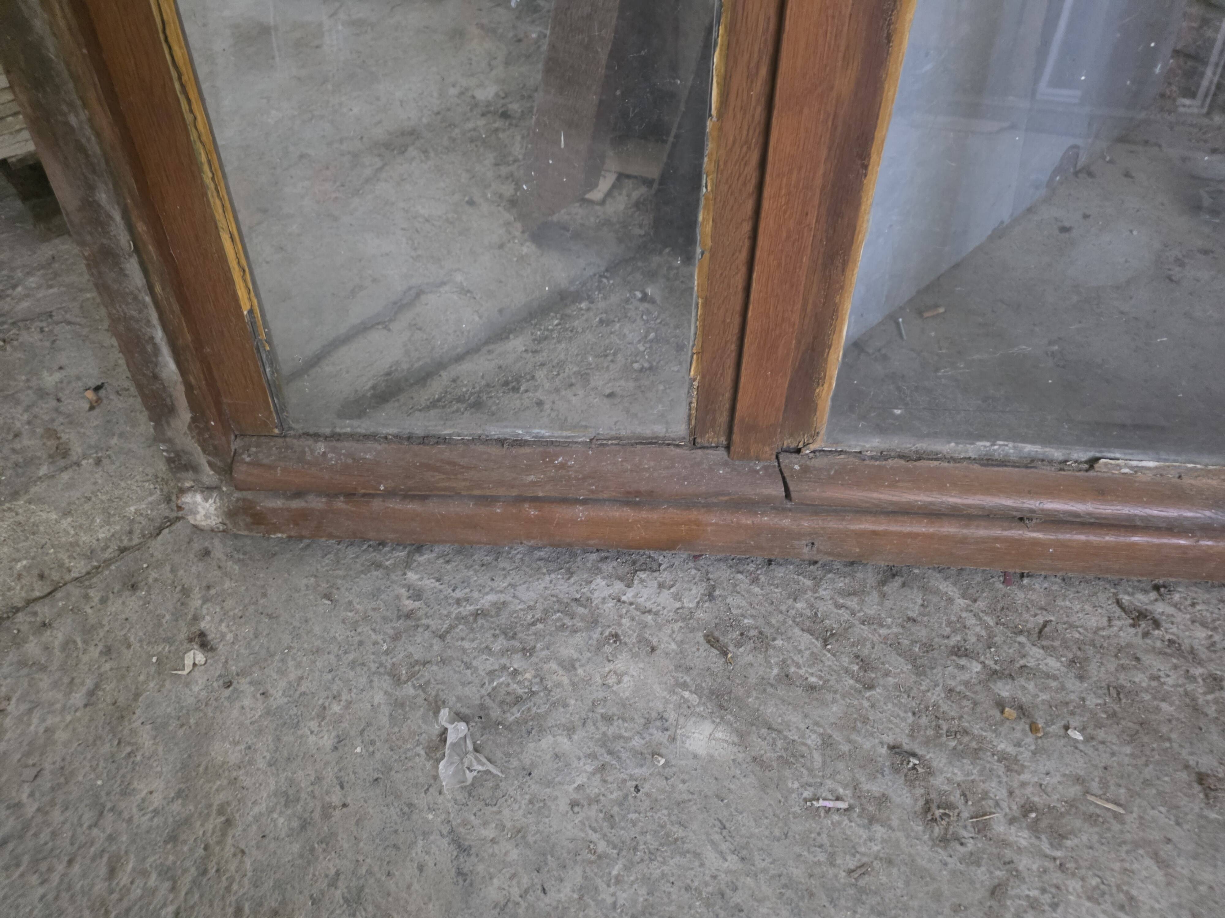 Old solid oak window from the early 20th century.