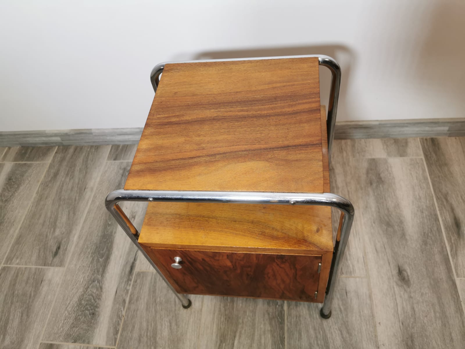 Bauhaus chromed nightstand by Robert Slezak