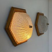 Pair of vintage wall lights, pine and Murano glass, Italy 1980