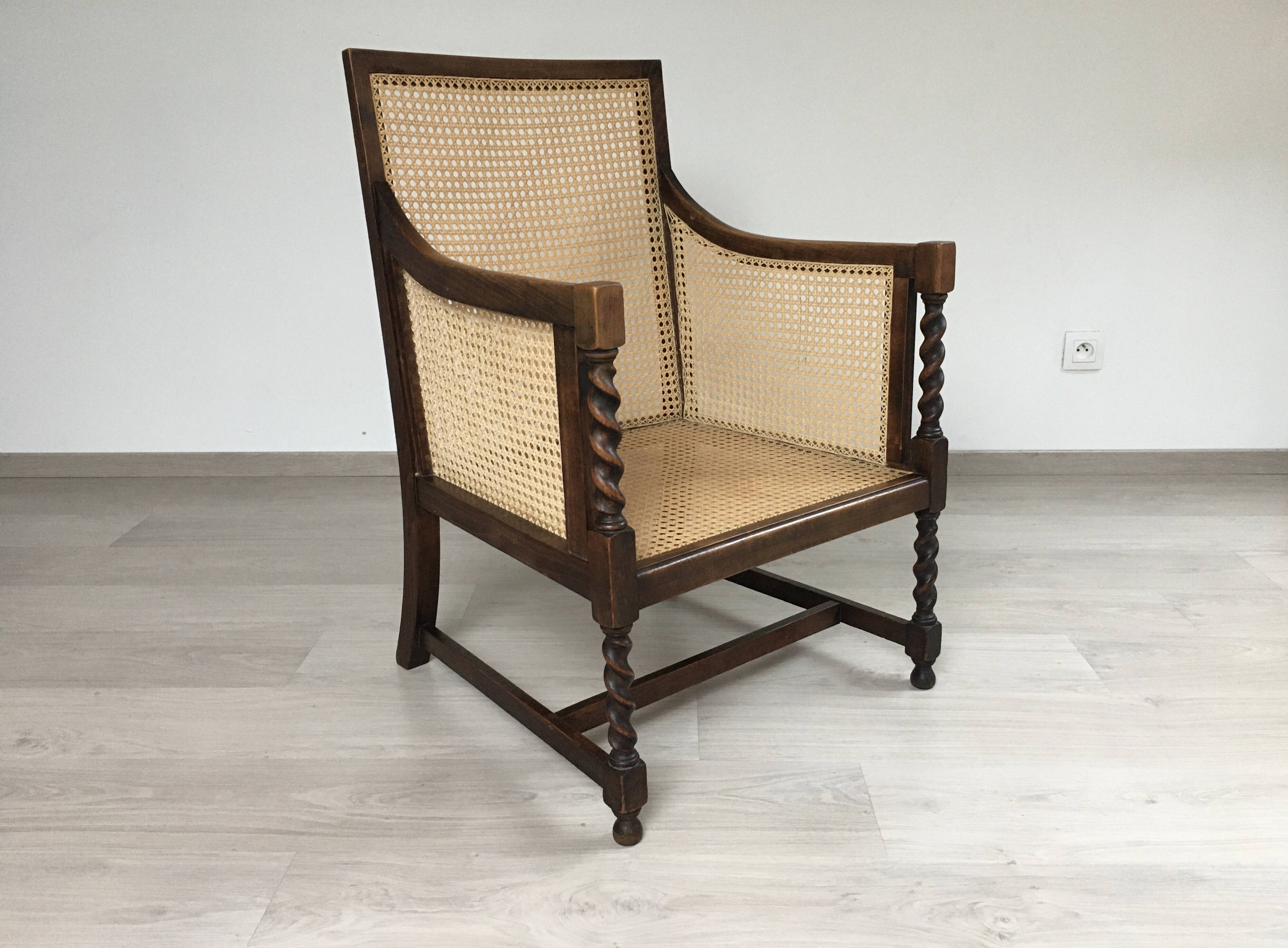 1950s cane armchair