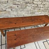 Lot deux bancs de ferme sapin vintage