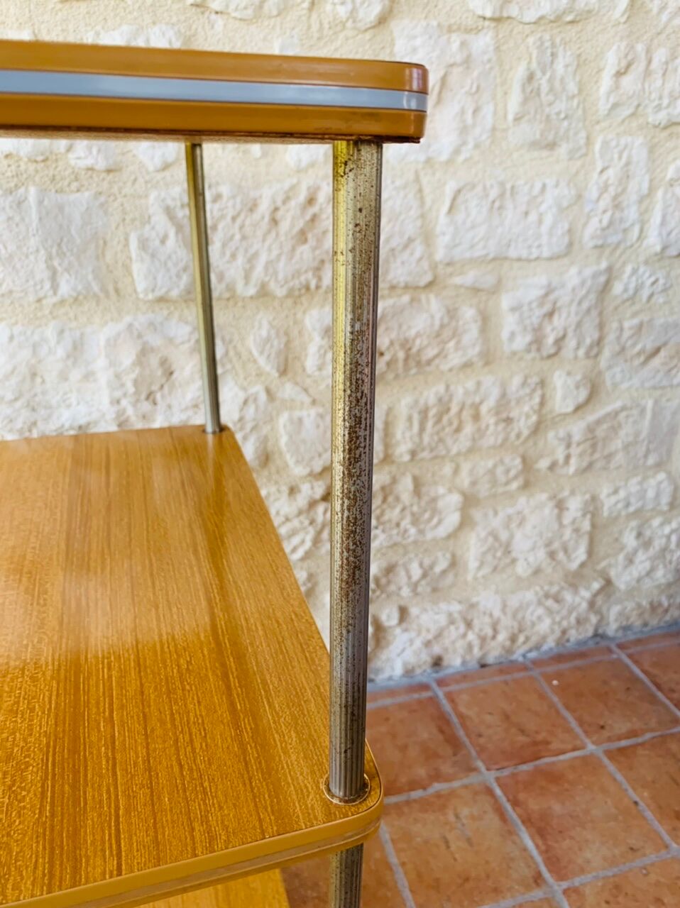 Side table with 3 vintage shelves 70s