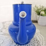 Small vintage cobalt blue ceramic teapot