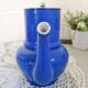 Small vintage cobalt blue ceramic teapot