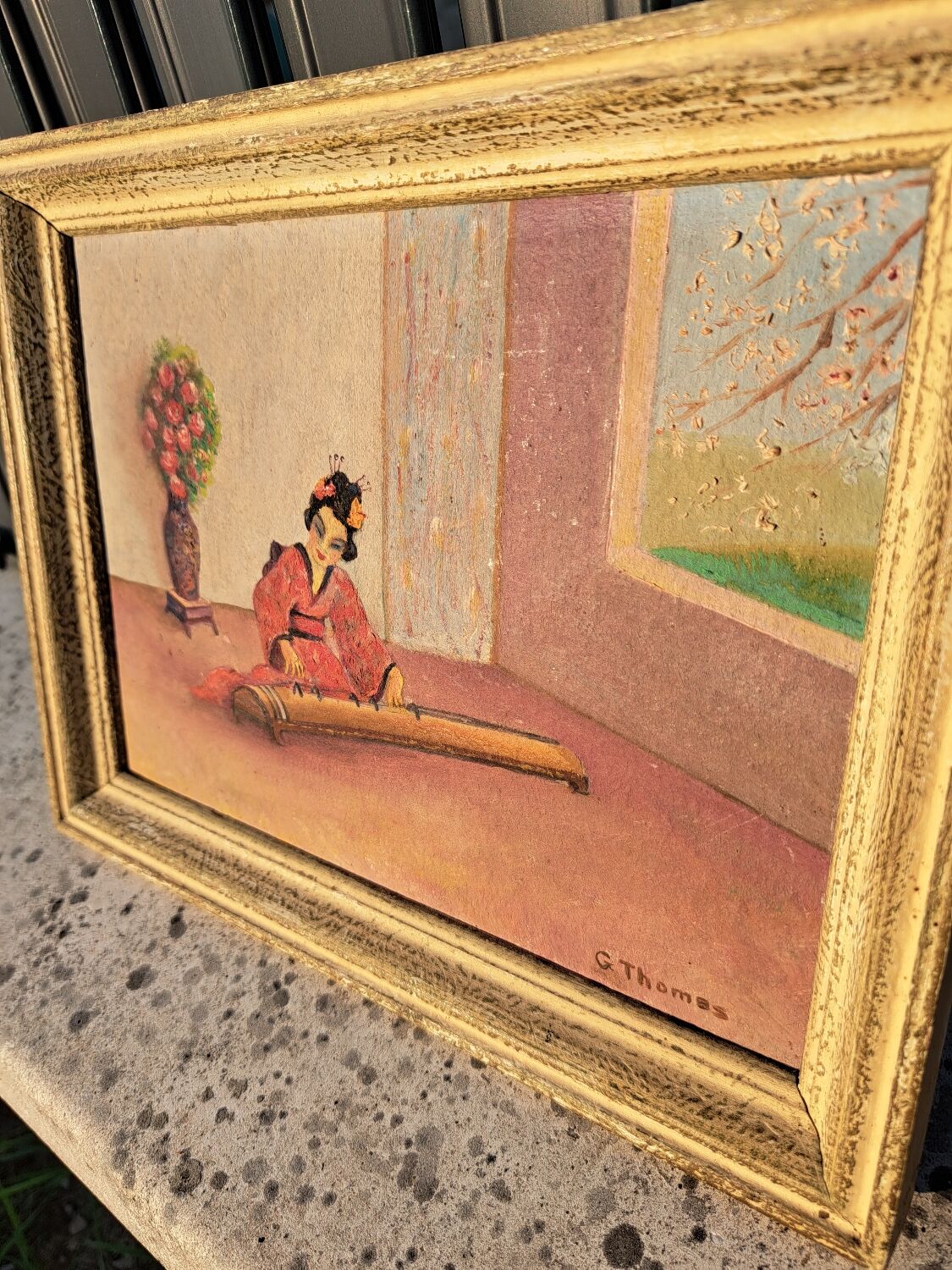 Painting "geisha with zither"