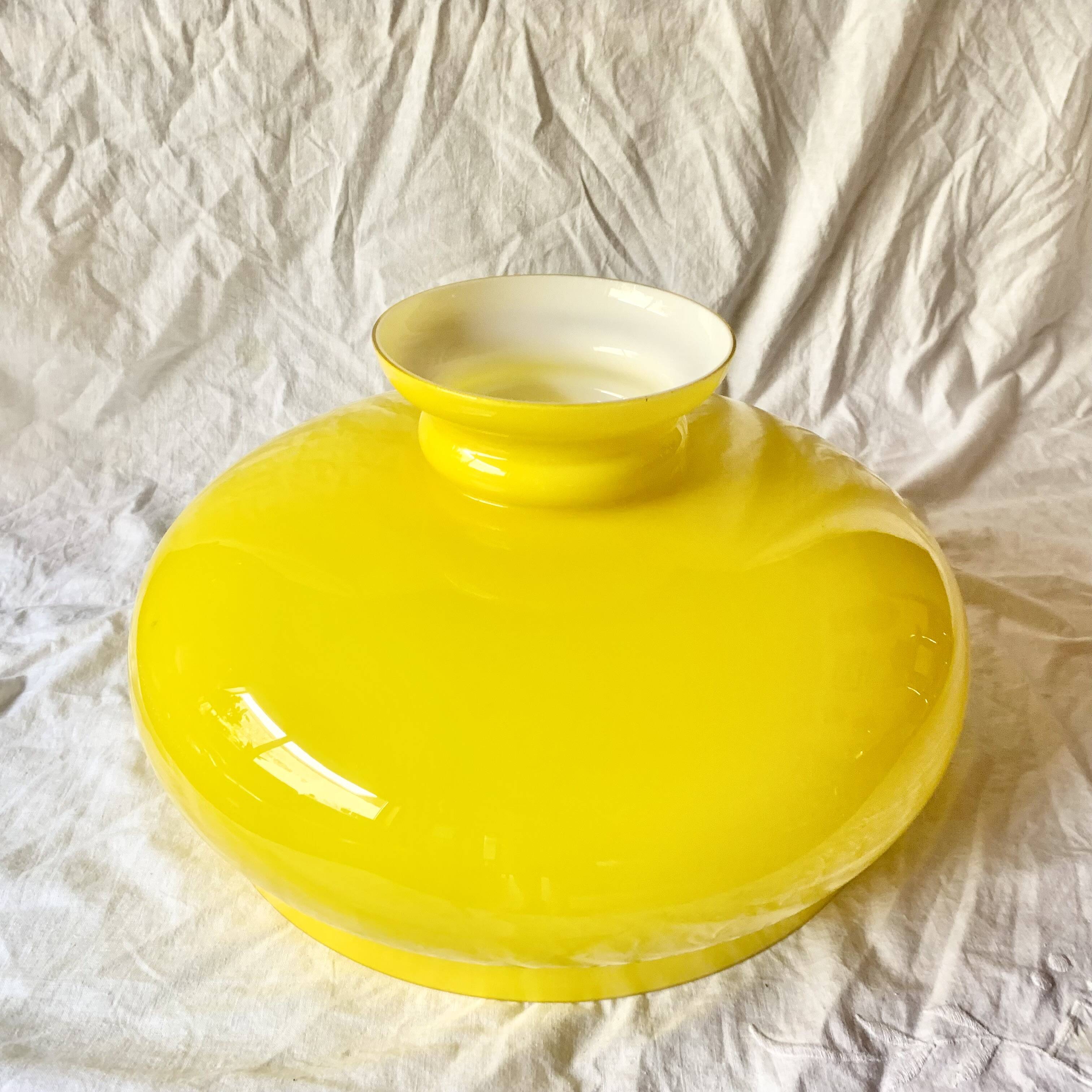 Large vintage yellow opaline pendant lampshade