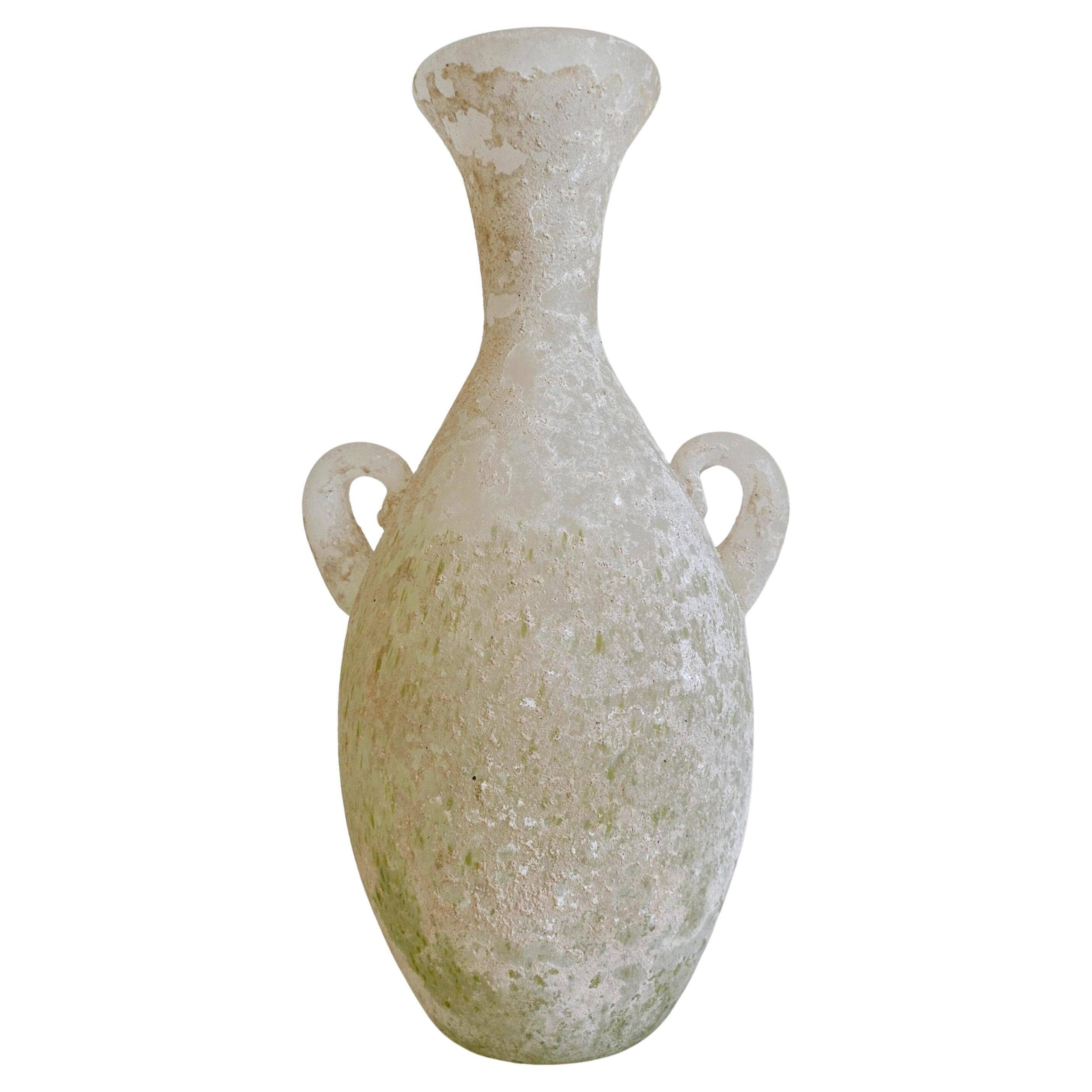 1960s Murano Glass Amphora Vase by La Murrina with Scavo Decoration