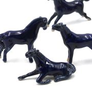 Blue porcelain happiness horses, 1970s
