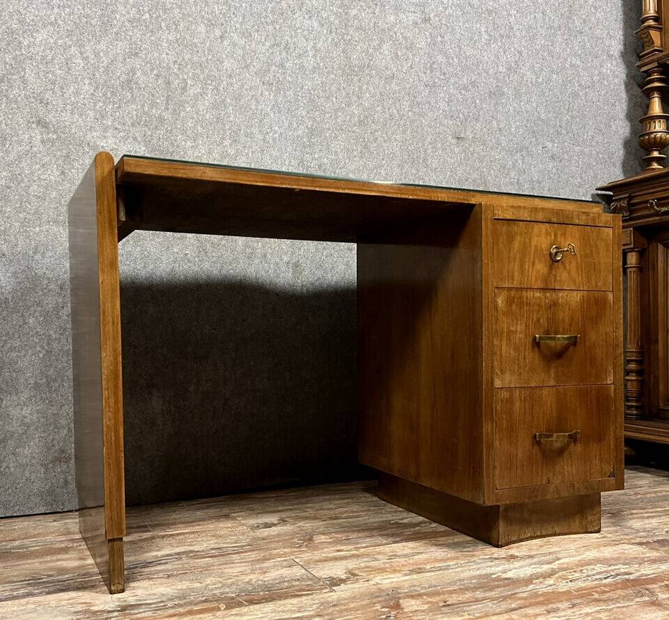 Bureau de centre époque Art Déco en acajou vers 1930