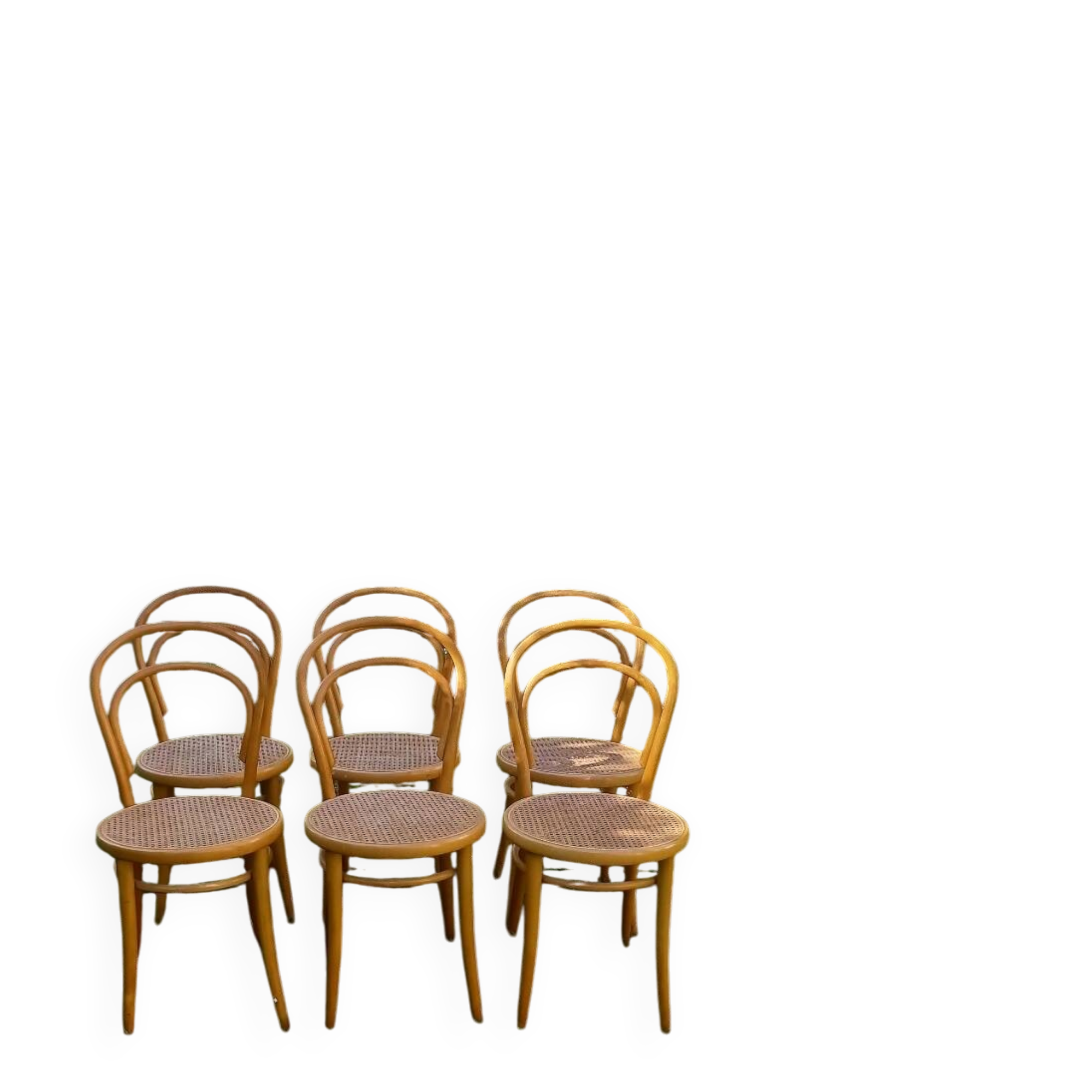 Set of 6 caned bistro chairs