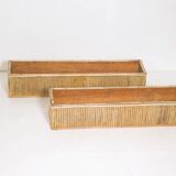 Pair of large vintage bamboo planters