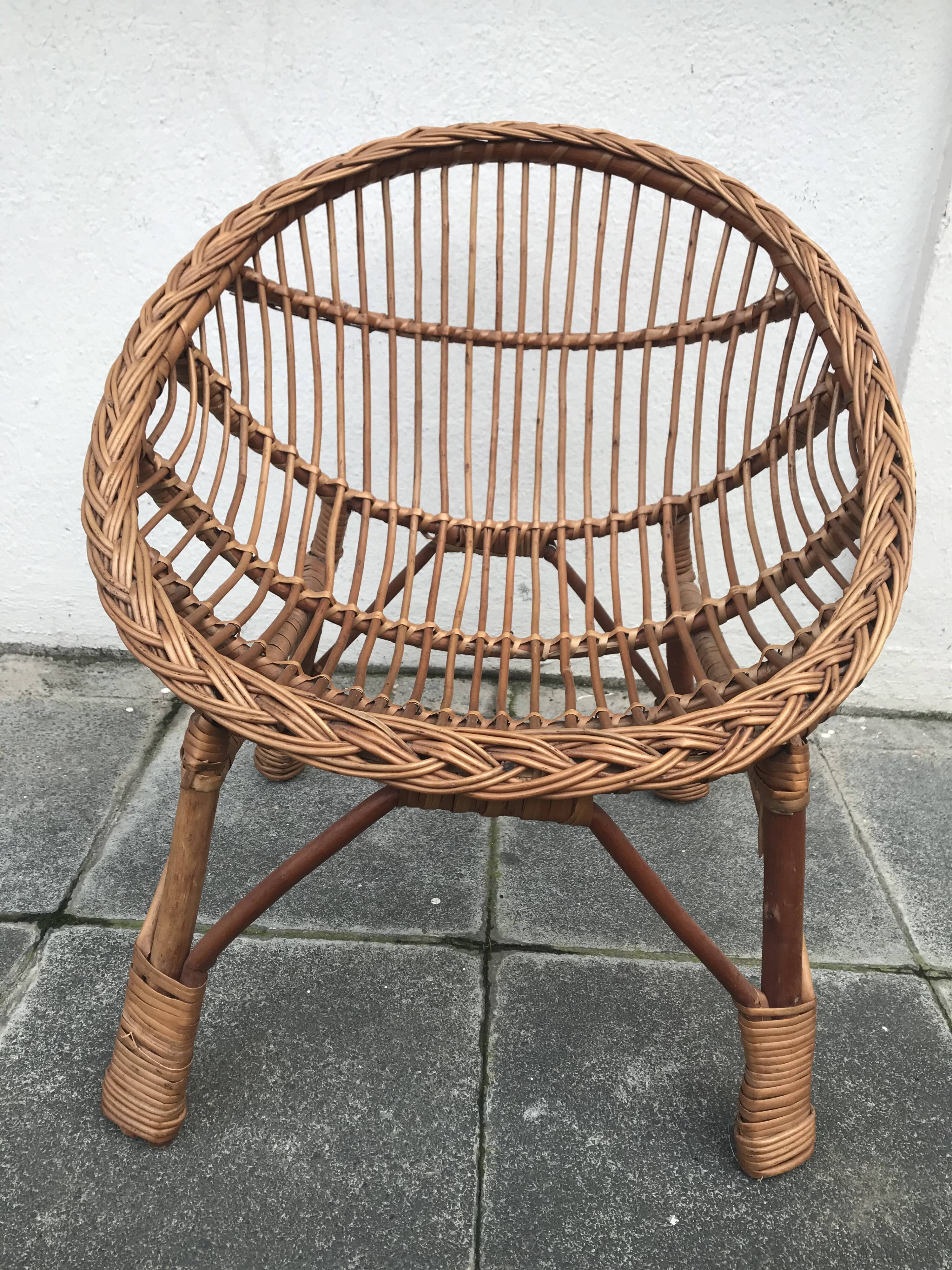 Pair of rattan chairs for children