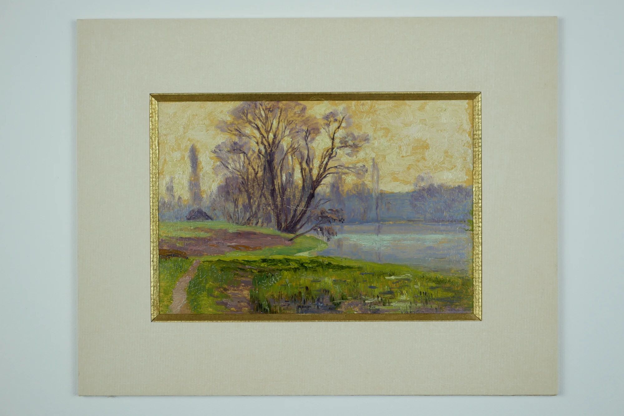 Henri Rosier, Ponds of Ville d'Avray. Oil on framed paper.