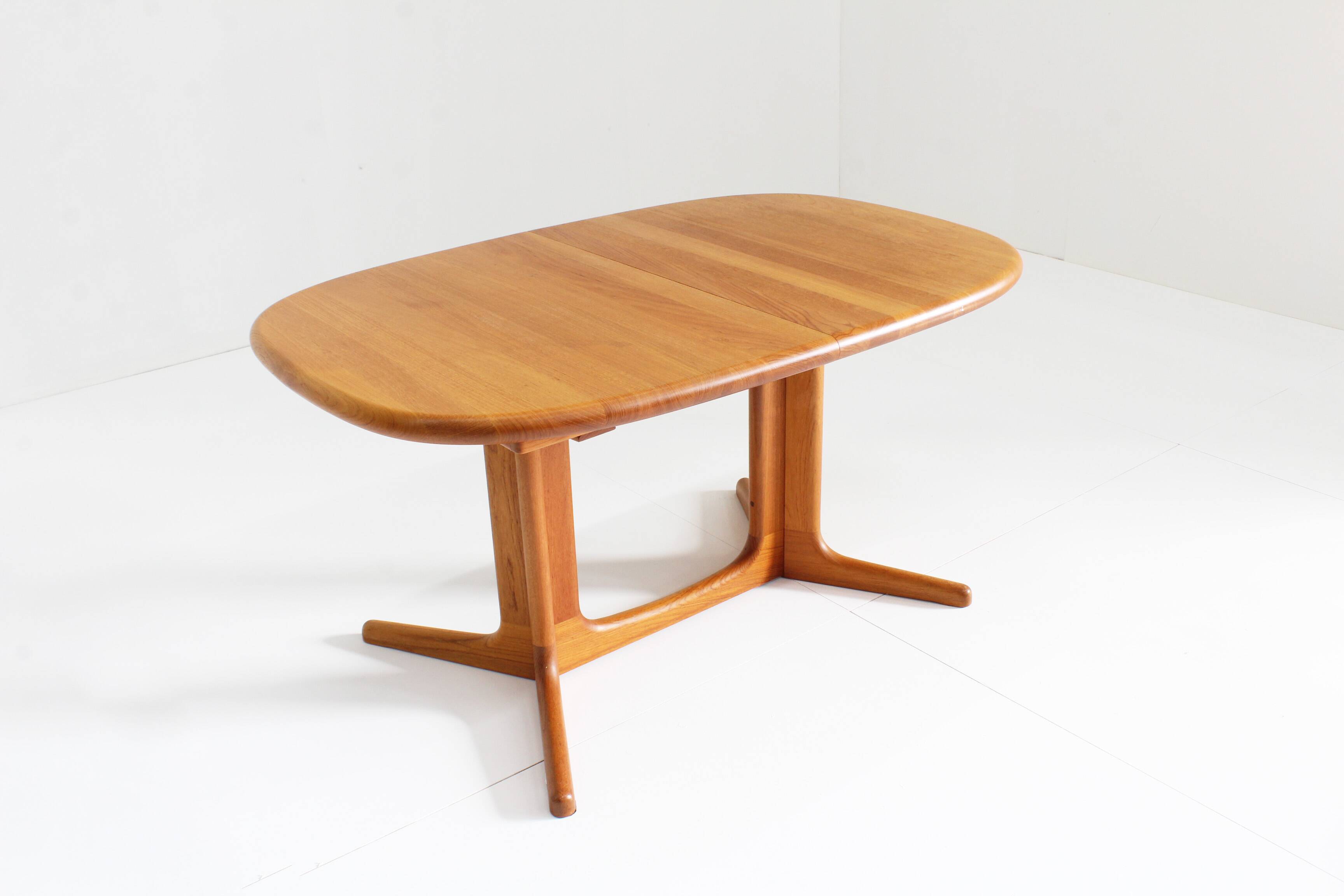 Vintage Glostrup Danish oval extendable dining table solid teak 1960s