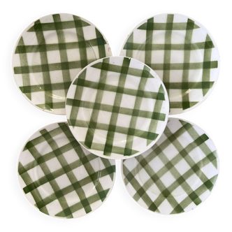 Assiettes à dessert vertes, modèle Nappe par Moulin des Loups