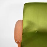 Club armchair 366, designer J. Chierowski, restored, 60s icon, green velvet