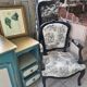 Armchairs Louis XV black woodwork lined with junggle fabrics