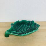 Ceramic cup signed CAB, green leaf, 1950s, slip