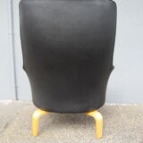 Pilot Scandinavian armchair by Arne Norell in black leather