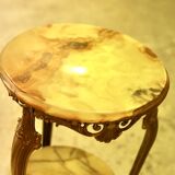 Antique gilded rococo gueridon with 2 onyx tops – Napoleon III