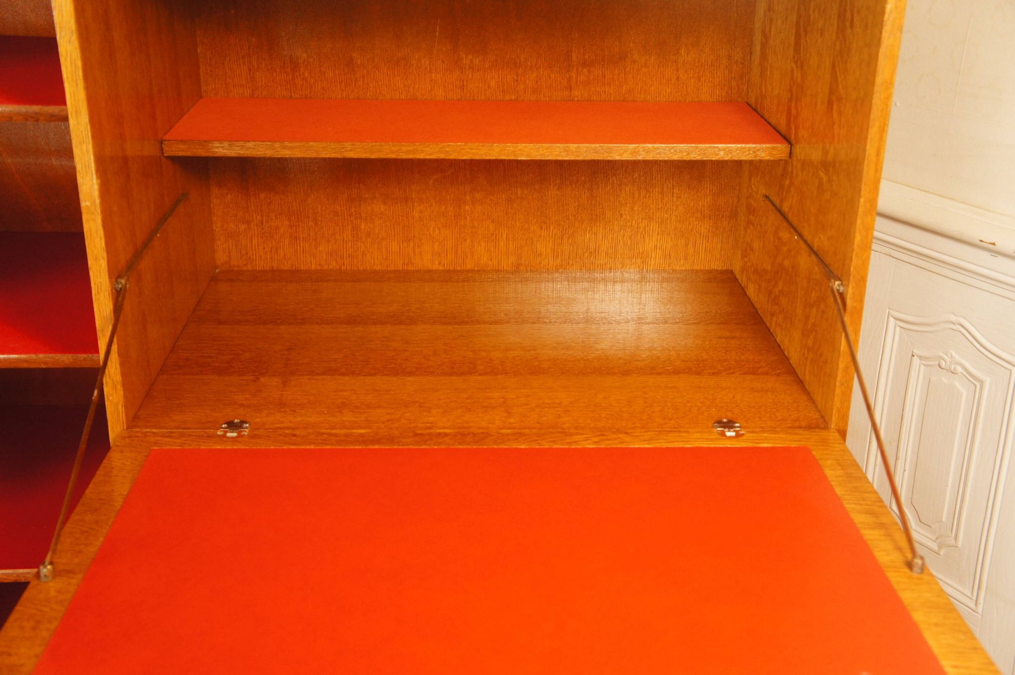 Chest of drawers wardrobe secretary showcase in blond wood 1960