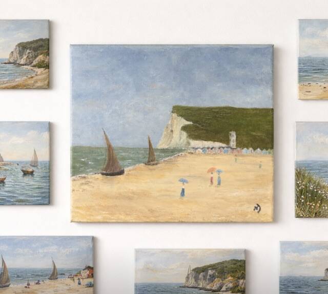 Small oil painting on canvas of the Seine Maritime coast.