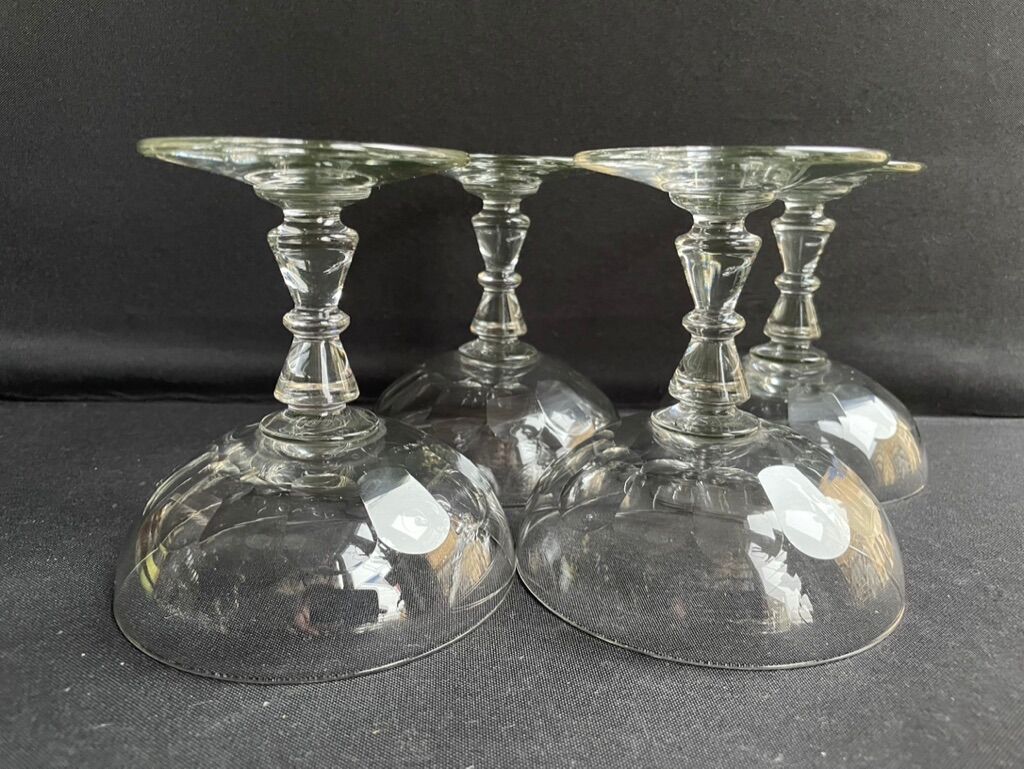 4 champagne glasses 1/2 cut crystal - portieux service alsacien