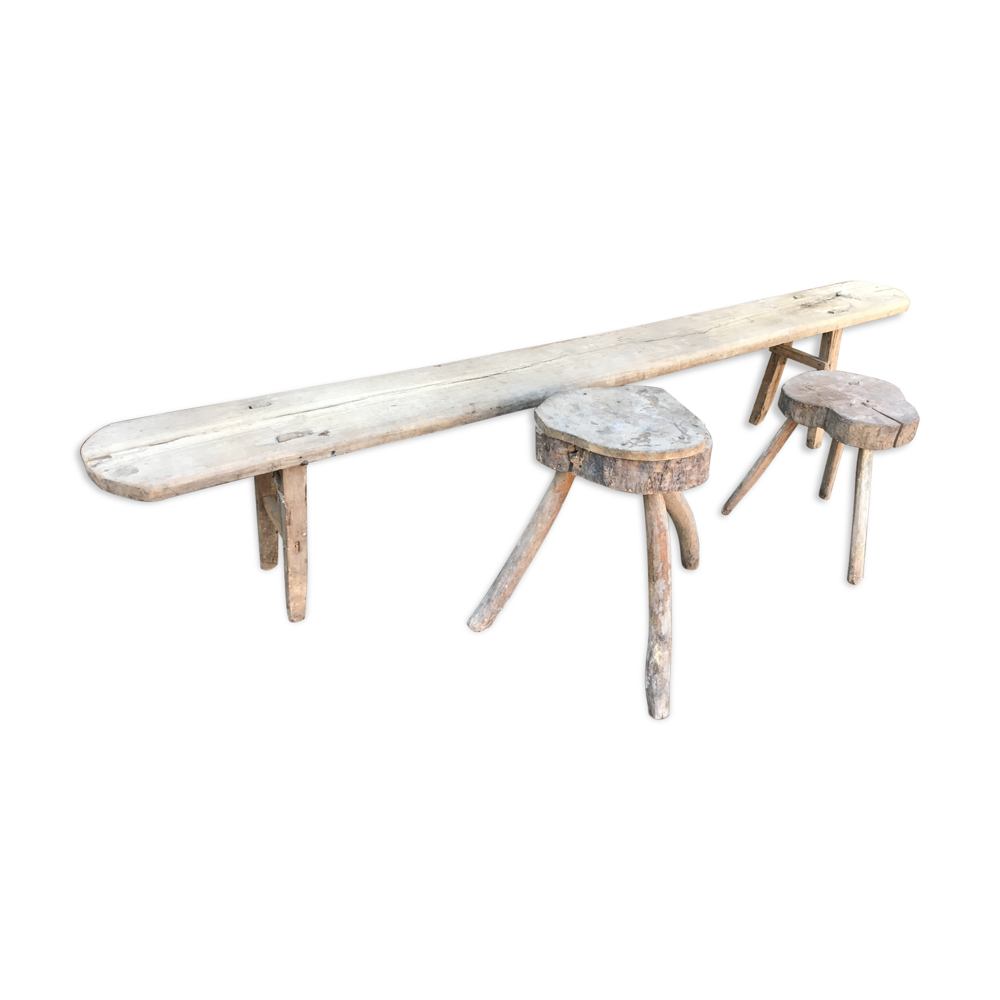 Set of 1 bench and two stools