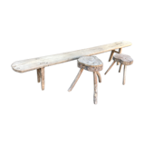 Set of 1 bench and two stools