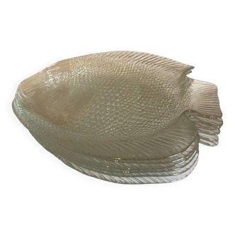 Lot de 6 assiettes forme poisson