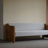 Mid Century Danish Daybed in solid pine, reupholstered in wool, 1980s