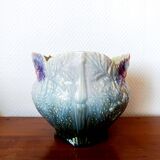 Art Nouveau flowerpot with slip peonies