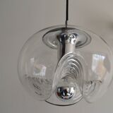 Peill & Putzler "wave" suspension, glass and chrome from the 60s/70s.