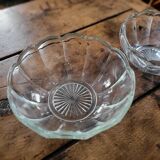Pair of molded glass salad bowls – floral shape – 1950s
