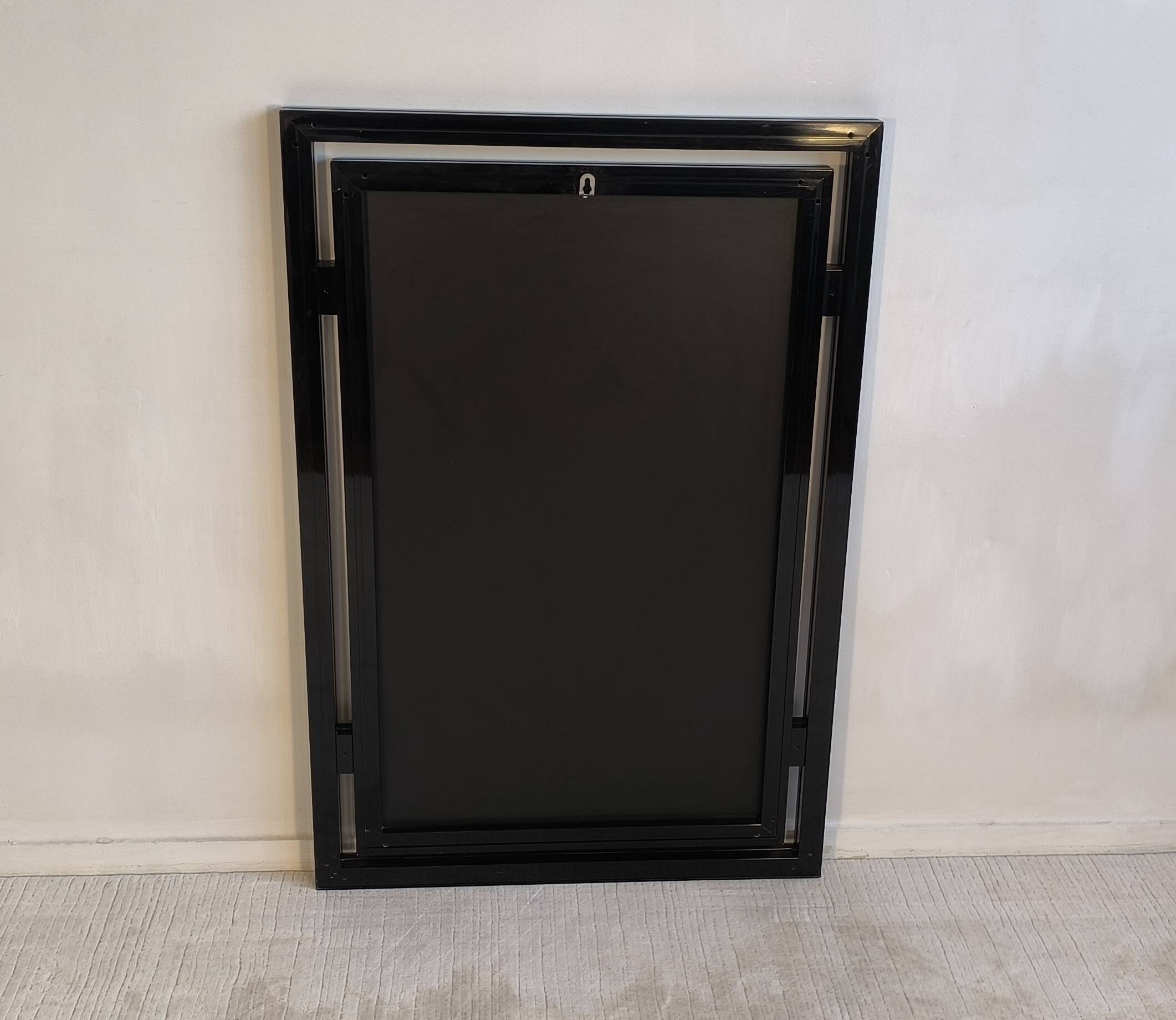 Miroir design Pierre Vandel Paris – Années 80 – Noir laqué