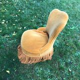 Fauteuil crapaud vert velours année 70-80