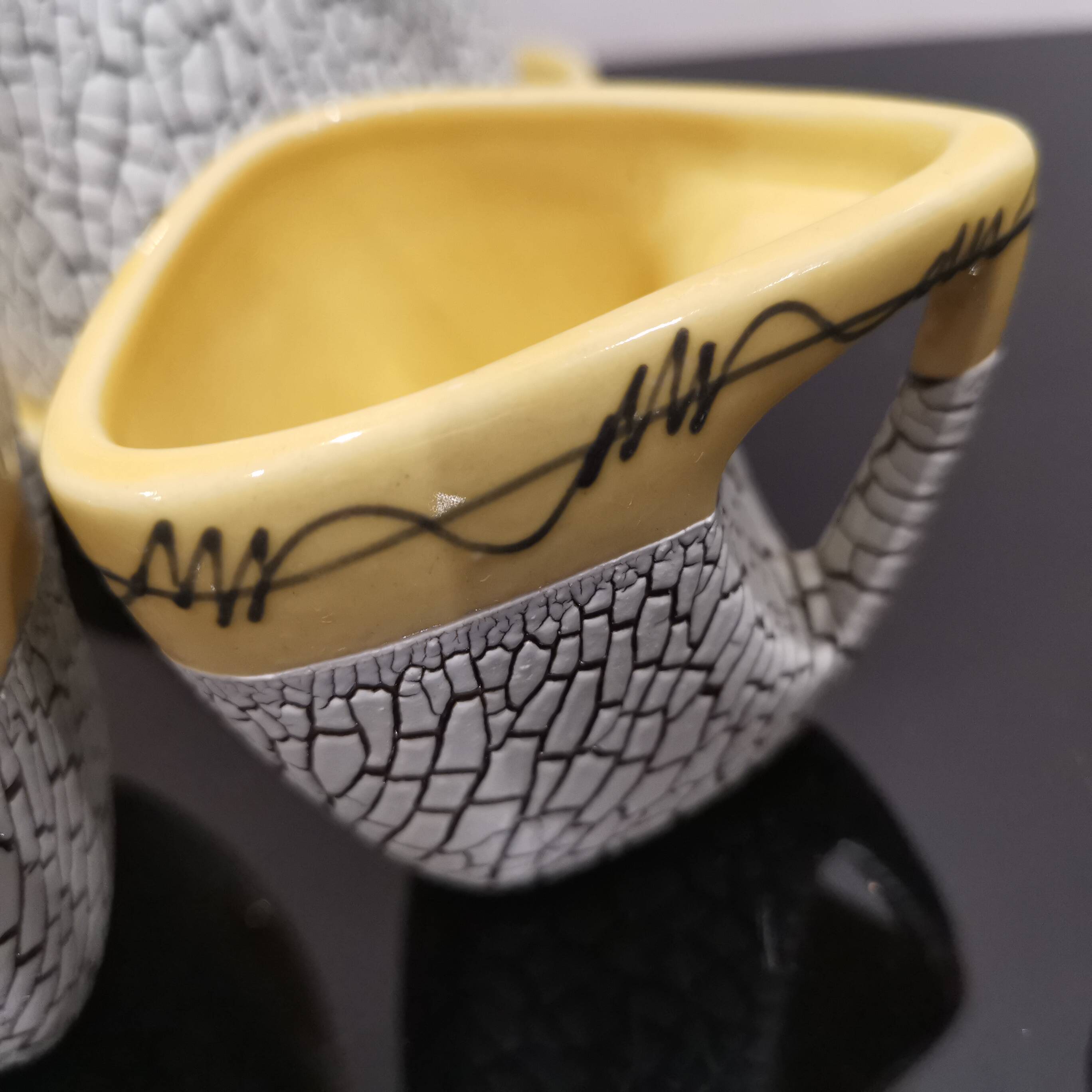 Cracked yellow Bat Trang tea set made in Vietnam