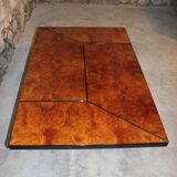 Coffee table, cocktail bar hidden in Elm Magnifier by Paul Michel, 1970 Roche Bobois